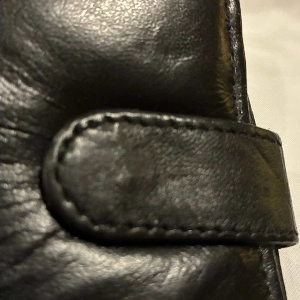 Black Leather Wallet Genuine Leather Billfold With zipper Pockets  Snap Closure